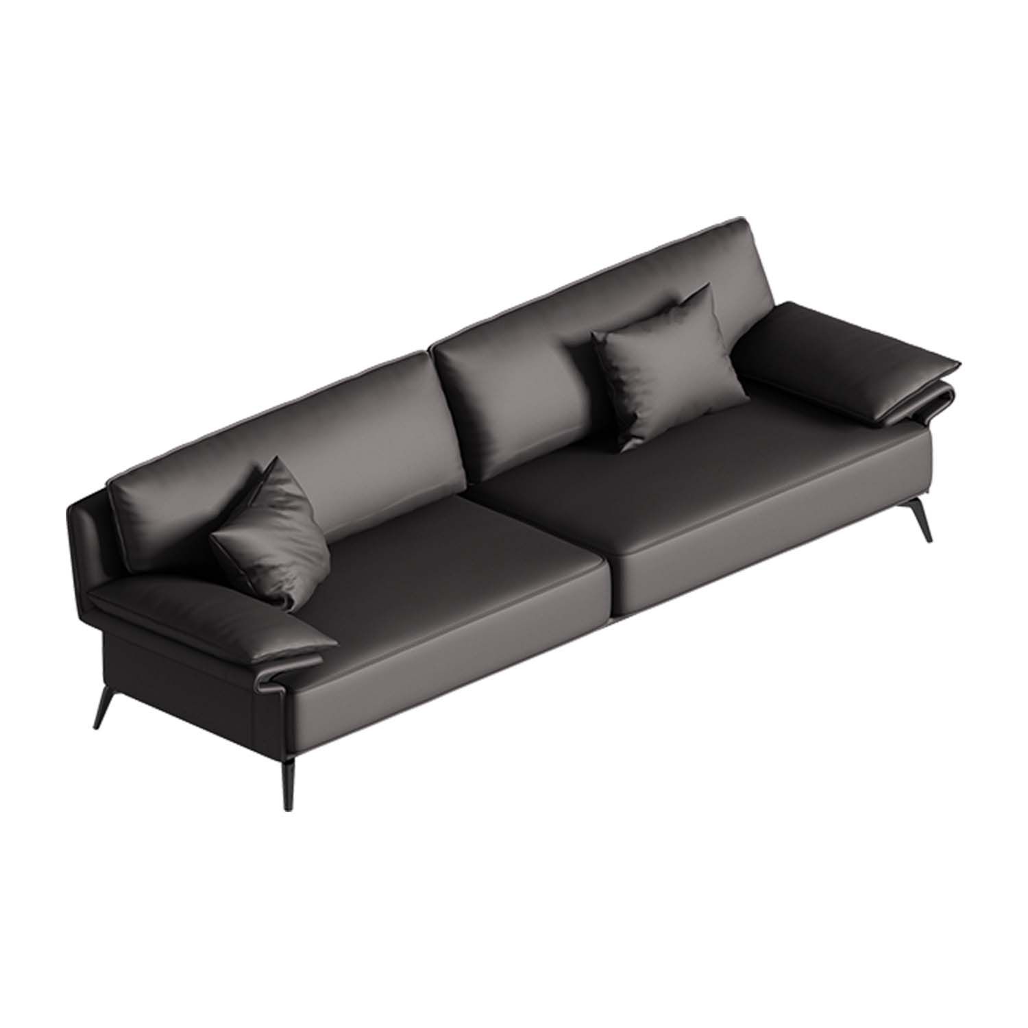 Black Leather 4 Seater Sofa