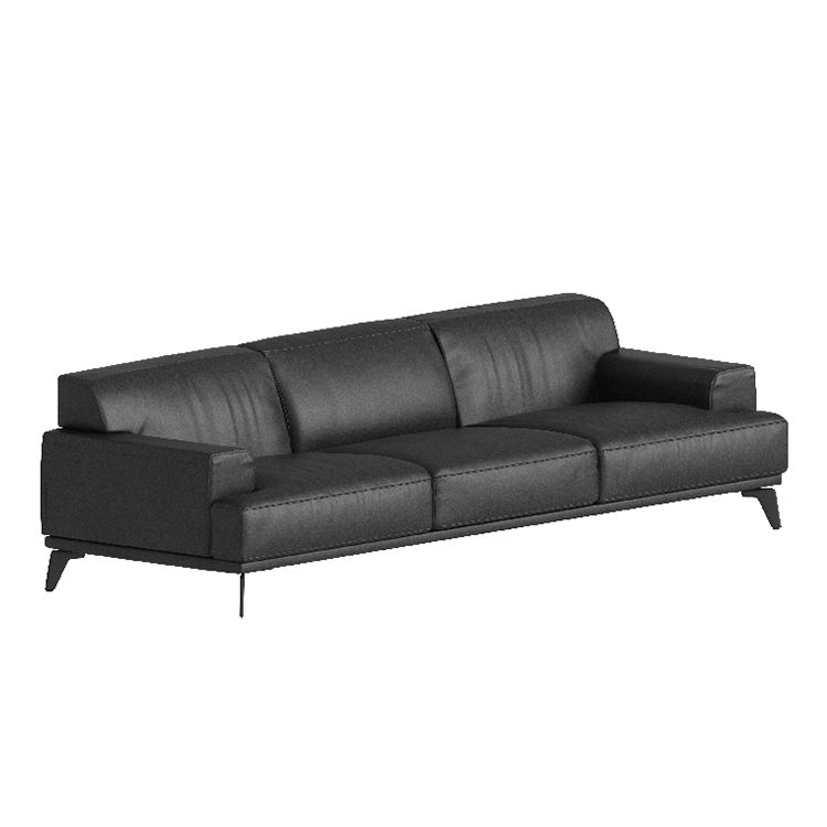 Black Long Leather Sofa
