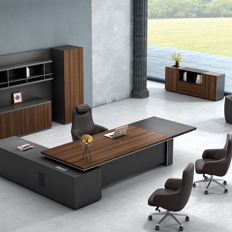 Gray L Shaped Executive Desk
