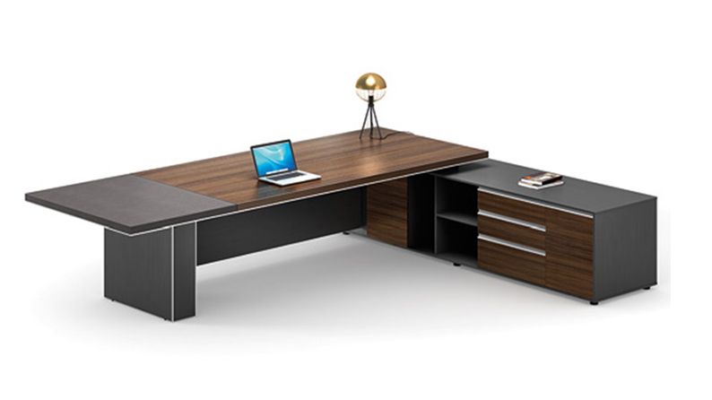 Gray L Shaped Executive Desk