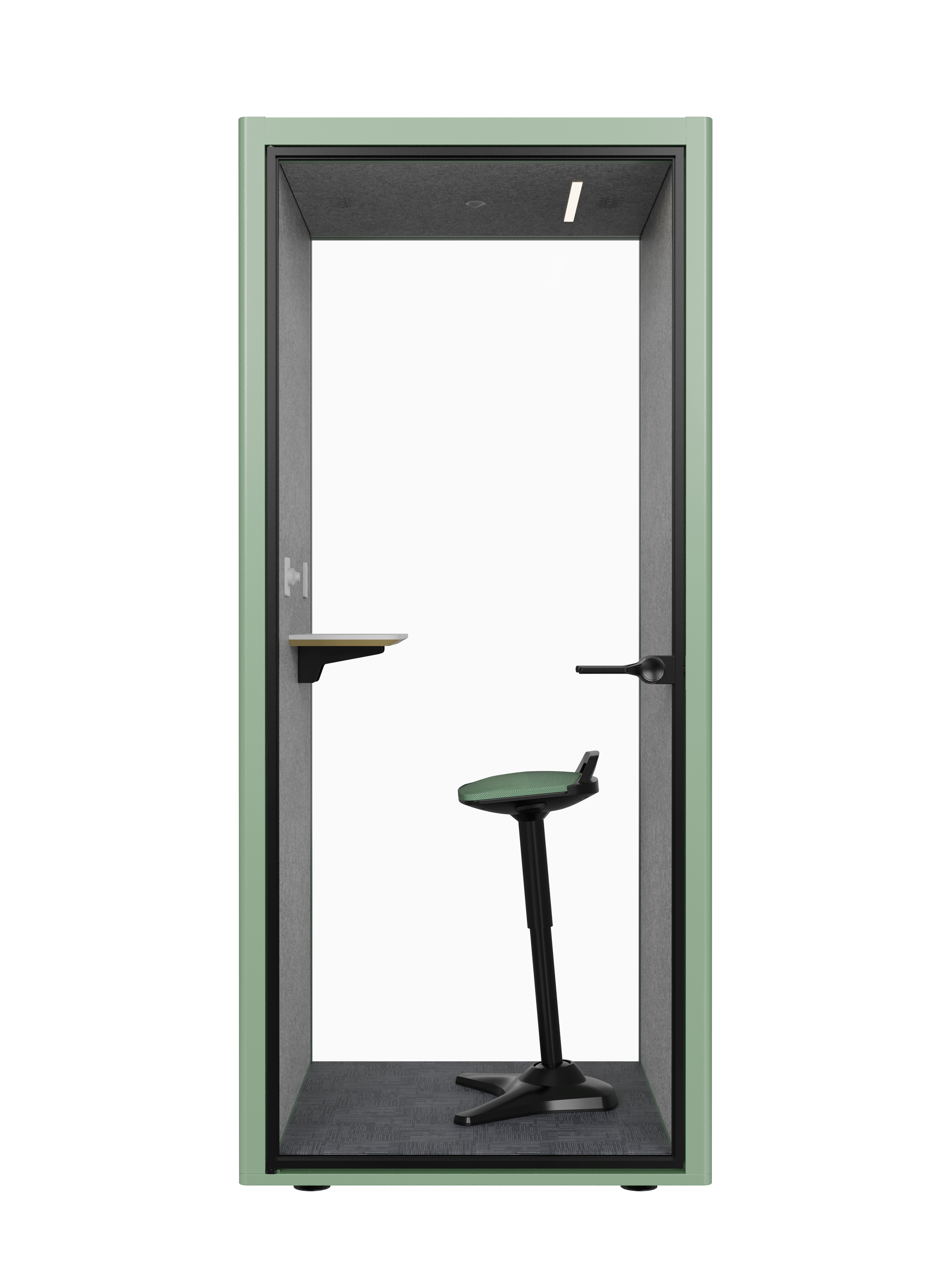 Easy to use phone booths located near the work area