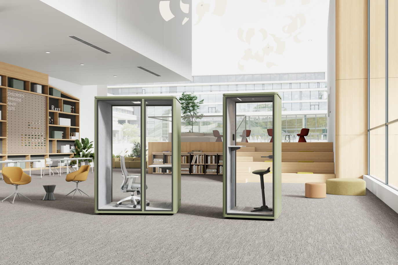 Acoustic furniture designed to create a better soundscape and increase privacy