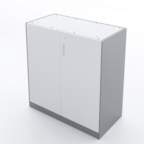 Swing Door Storage Cabinet (2-Shelf Version, No Top Panel) - White