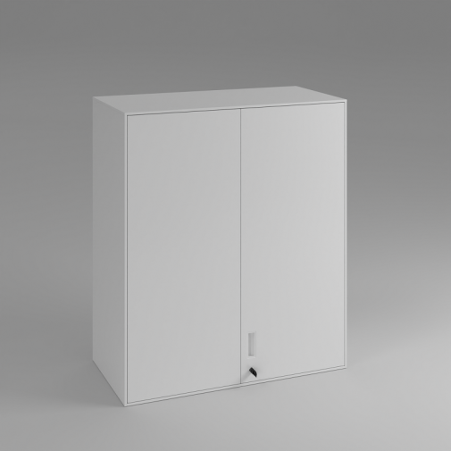 Steel Swing Door Office Cabinet (2-Shelf with Top Panel) - White