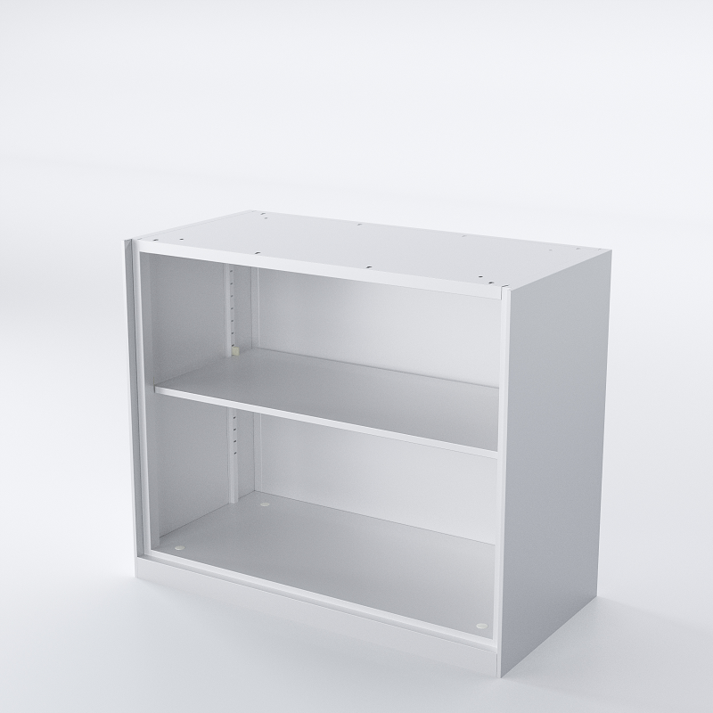 White Open Shelf Office Storage (No Top Panel, 1 Shelf)
