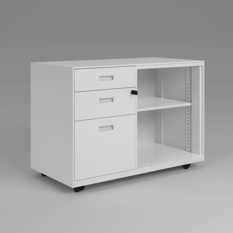 White 2-in-1 Office Caddy (Open Shelf + 3 Drawers)