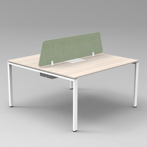 Modern 2-Person Workstation with Upholstery Screen