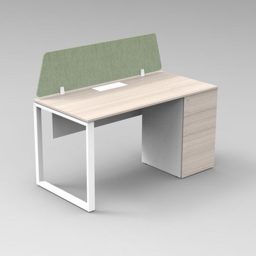 Single Workstation with Metal Frame, Side Cabinet, and Upholstery Screen