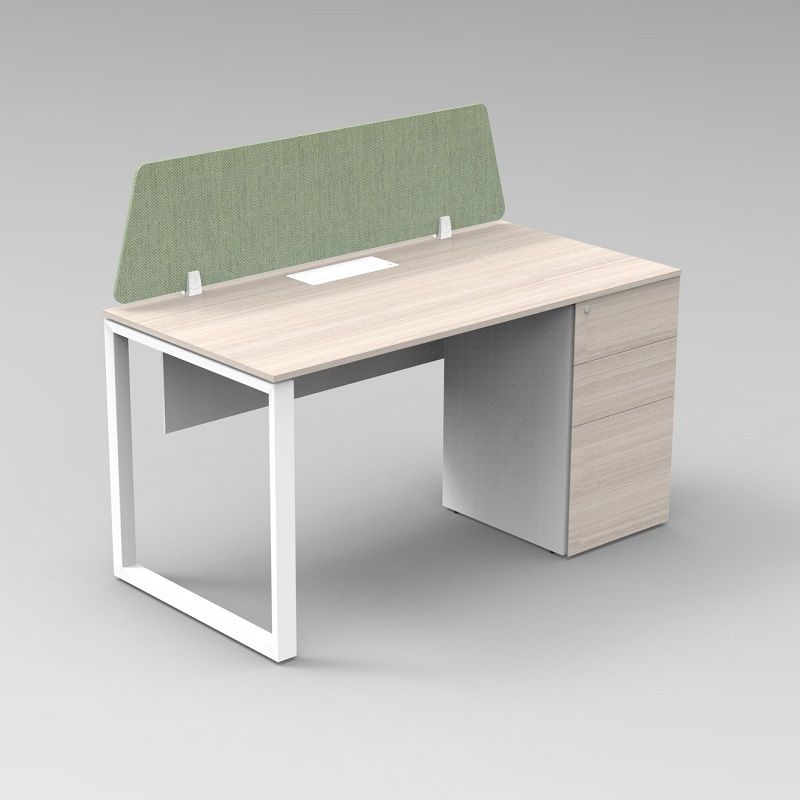 Single Workstation with Metal Frame, Side Cabinet, and Upholstery Screen