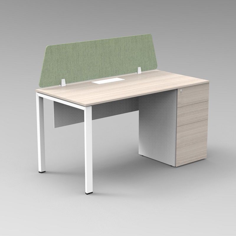 Single Workstation with Metal Legs, Side Cabinet, and Upholstery Screen