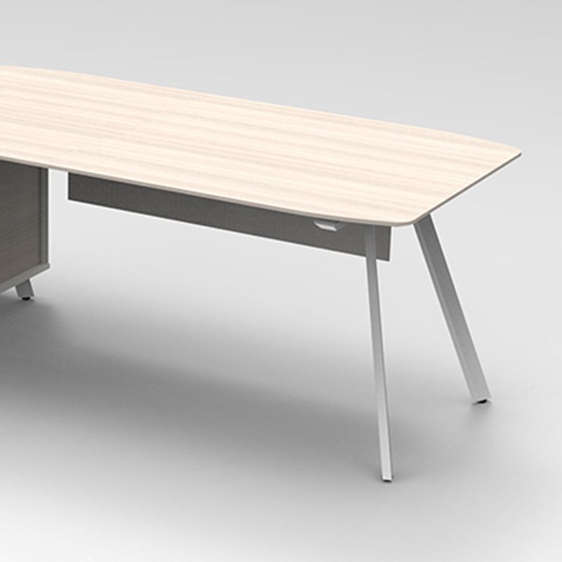 Executive Desk with Angled Metal Frame and Side Return Cabinet