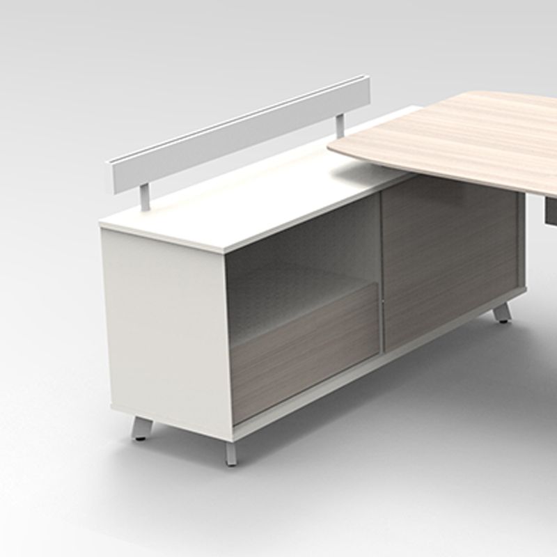 Executive Desk with Angled Metal Frame and Side Return Cabinet