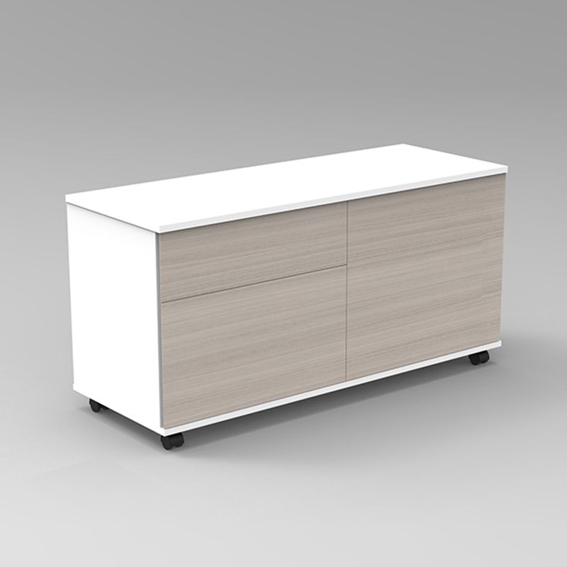 Movable Lateral Cabinet with Two Drawers and Single Swing Door