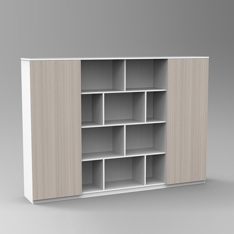 File Cabinet with Asymmetrical Open Shelving and Double Doors