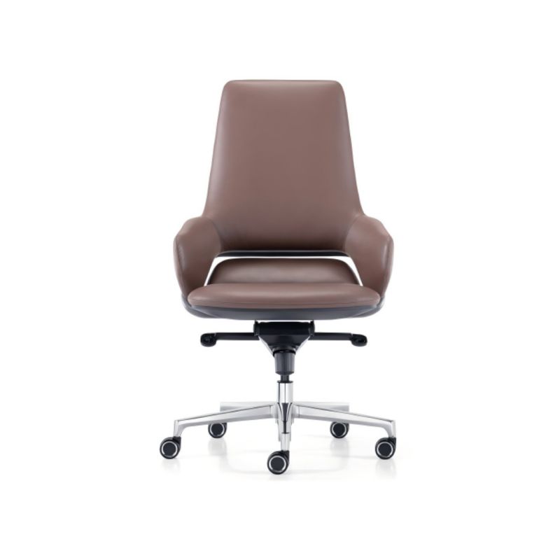 Executive Leather Office Chair with Aluminum Base