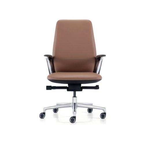 Mid-Back Executive Leather Office Chair with Aluminum Base