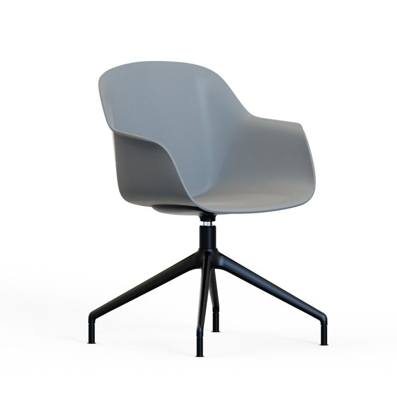 Tub‑4SM‑NF Lounge Chair – PP Shell · No Cushion · Aluminum Four‑Star Base