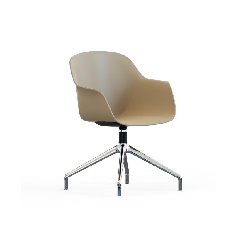 Tub‑4SM‑NF Lounge Chair – PP Shell · No Cushion · Aluminum Four‑Star Base