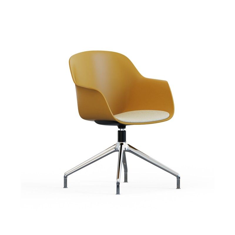 Tub‑4SM‑SF Lounge Chair – PP Shell · Soft Cushion Seat · Aluminum Four‑Star Base