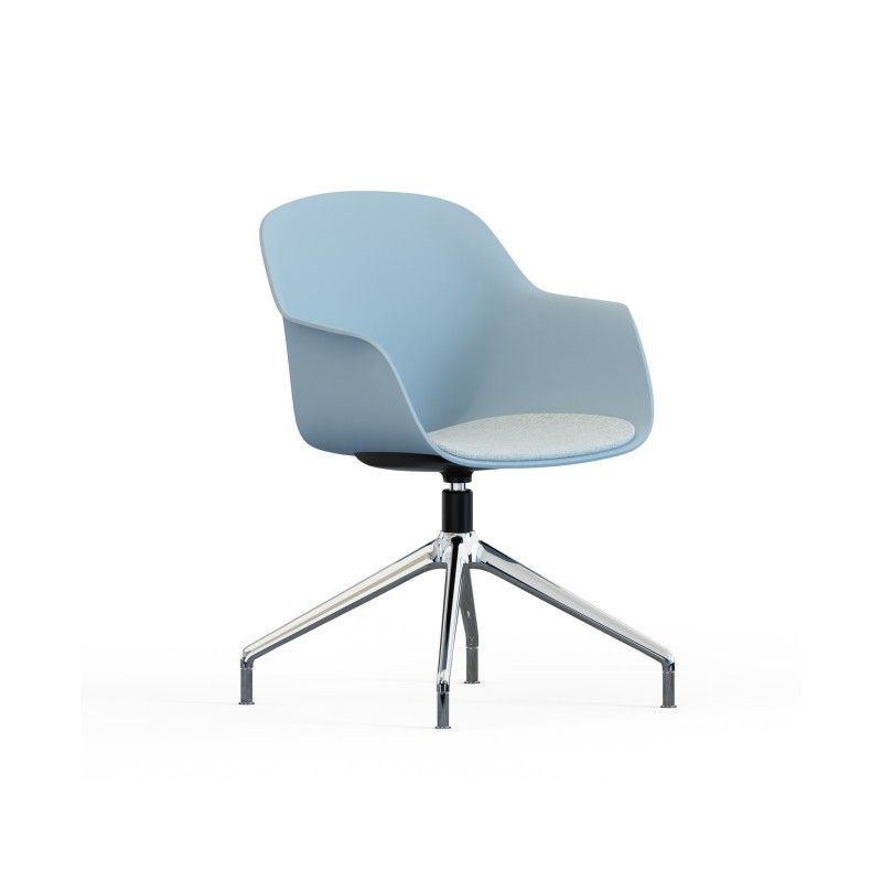 Tub‑4SM‑SF Lounge Chair – PP Shell · Soft Cushion Seat · Aluminum Four‑Star Base