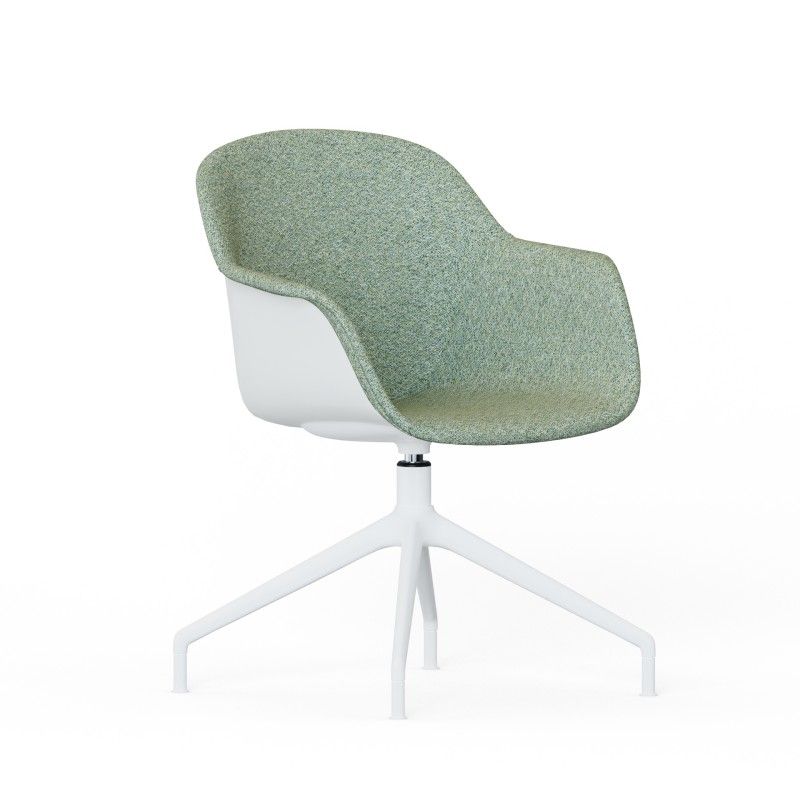 Tub‑4SM‑HF Lounge Chair – PP Shell · Half Upholstery · Aluminum Four‑Star Base