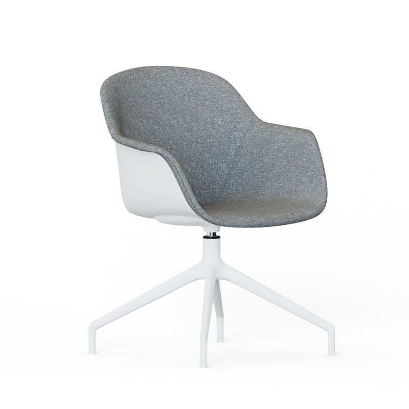 Tub‑4SM‑HF Lounge Chair – PP Shell · Half Upholstery · Aluminum Four‑Star Base
