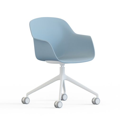 Tub‑4SM‑W‑NF Lounge Chair – PP Shell · No Cushion · Aluminum Four‑Star Swivel Base with Casters