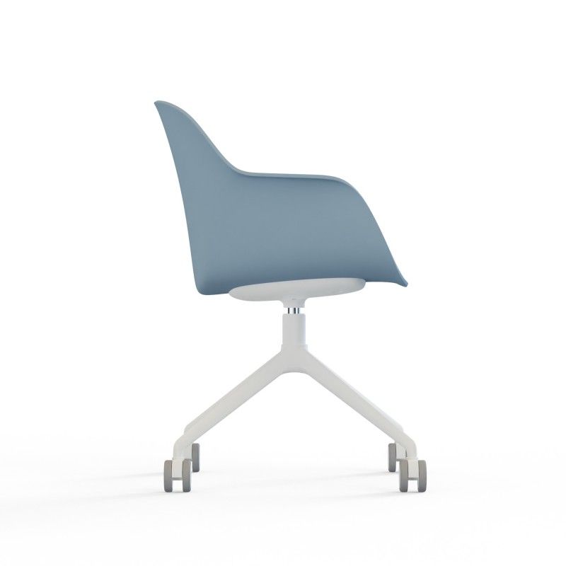 Tub‑4SM‑W‑NF Lounge Chair – PP Shell · No Cushion · Aluminum Four‑Star Swivel Base with Casters
