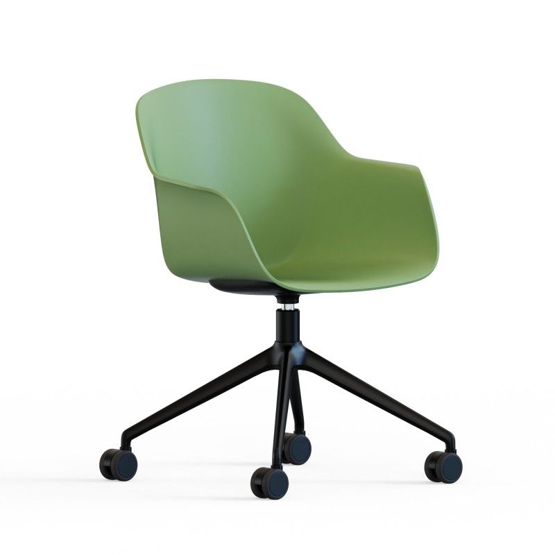 Tub‑4SM‑W‑NF Lounge Chair – PP Shell · No Cushion · Aluminum Four‑Star Swivel Base with Casters