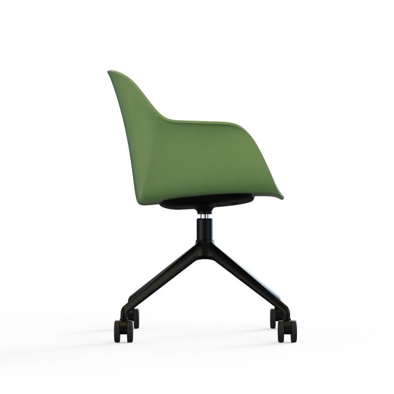 Tub‑4SM‑W‑NF Lounge Chair – PP Shell · No Cushion · Aluminum Four‑Star Swivel Base with Casters