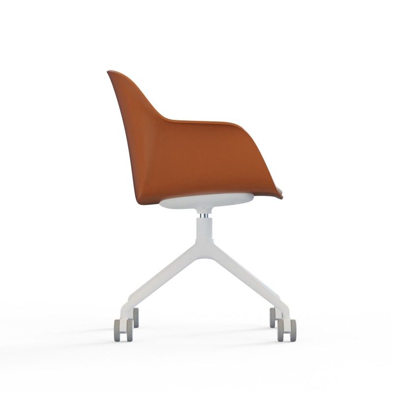 Tub‑4SM‑W‑SF Lounge Chair – PP Shell · Soft Cushion Seat · Aluminum Swivel Base with Casters