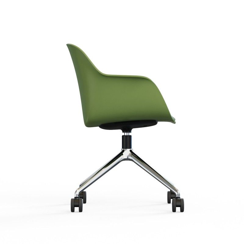 Tub‑4SM‑W‑SF Lounge Chair – PP Shell · Soft Cushion Seat · Aluminum Swivel Base with Casters