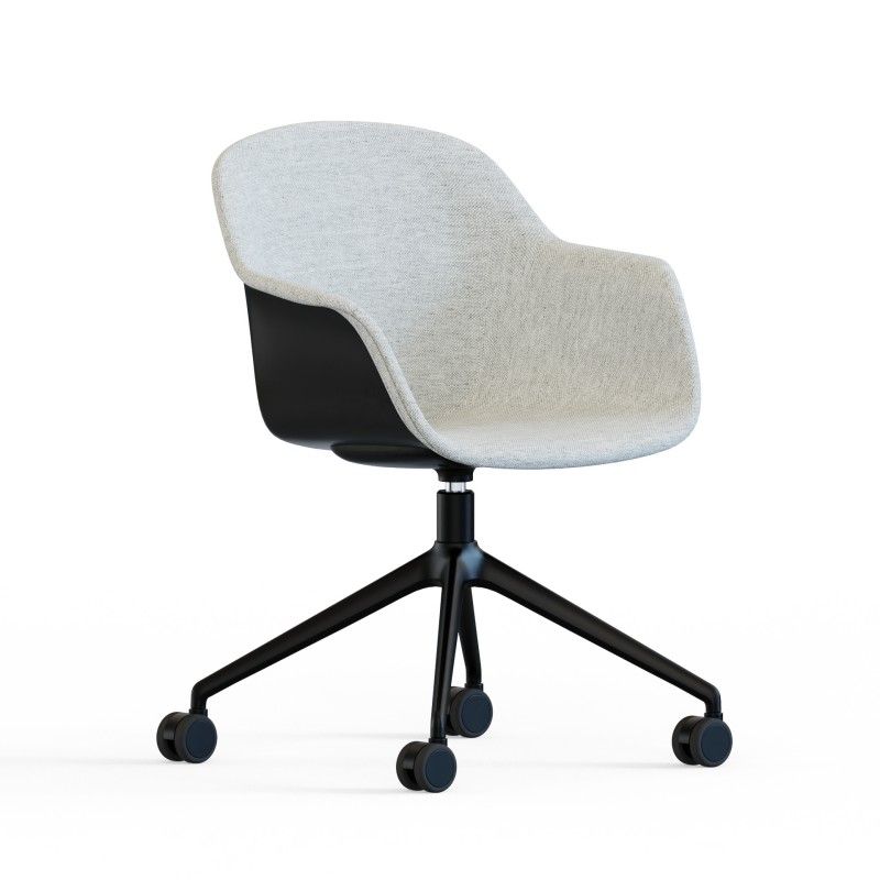 Tub‑4SM‑W‑HF Lounge Chair – PP Shell · Half Upholstery · Aluminum Swivel Base with Casters