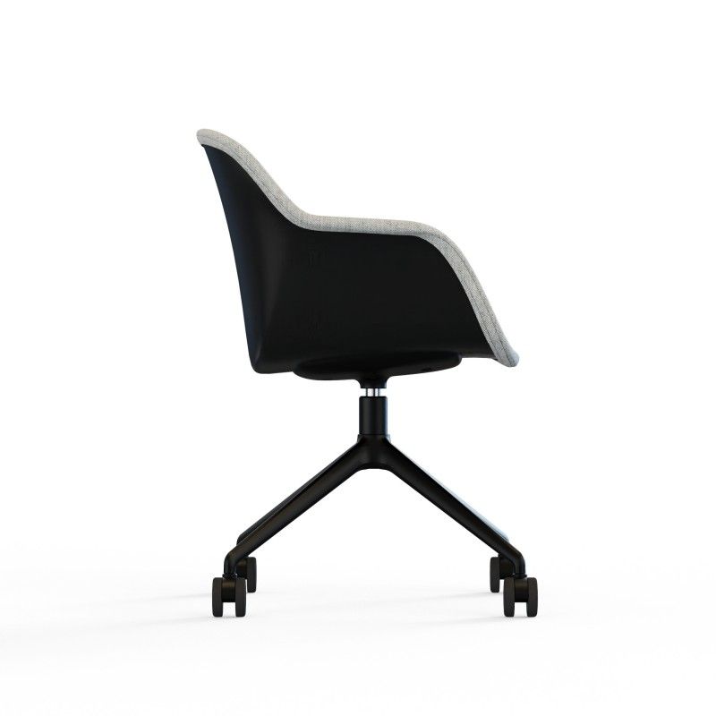 Tub‑4SM‑W‑HF Lounge Chair – PP Shell · Half Upholstery · Aluminum Swivel Base with Casters