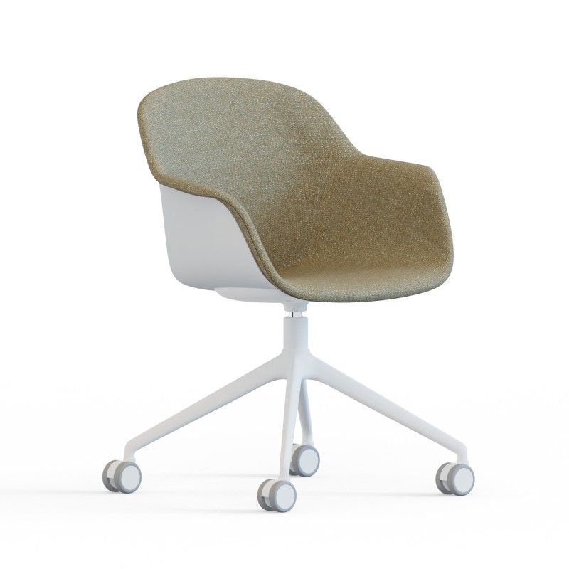 Tub‑4SM‑W‑HF Lounge Chair – PP Shell · Half Upholstery · Aluminum Swivel Base with Casters