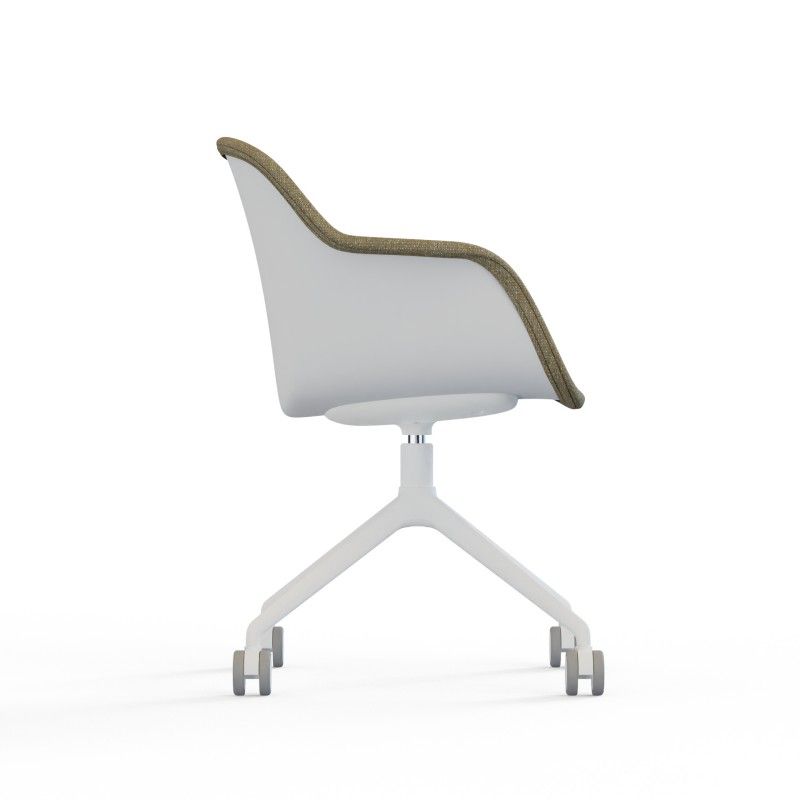 Tub‑4SM‑W‑HF Lounge Chair – PP Shell · Half Upholstery · Aluminum Swivel Base with Casters