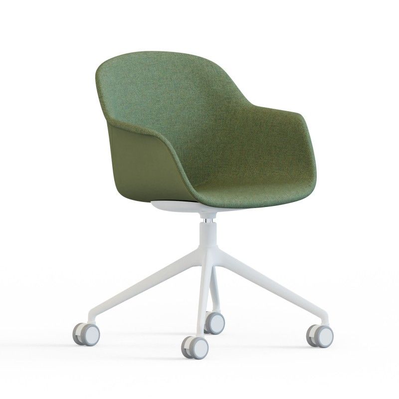 Tub‑4SM‑W‑AF Lounge Chair – PP Shell · Full Upholstery · Aluminum Swivel Base with Casters
