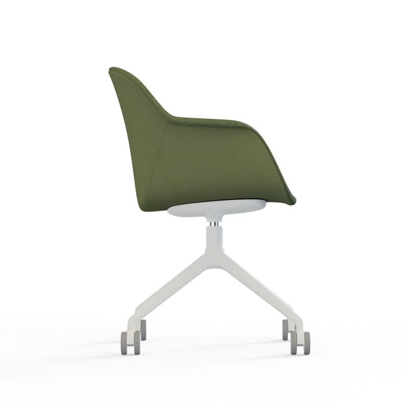 Tub‑4SM‑W‑AF Lounge Chair – PP Shell · Full Upholstery · Aluminum Swivel Base with Casters