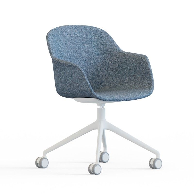 Tub‑4SM‑W‑AF Lounge Chair – PP Shell · Full Upholstery · Aluminum Swivel Base with Casters
