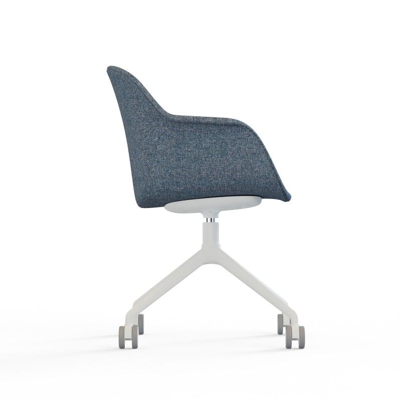 Tub‑4SM‑W‑AF Lounge Chair – PP Shell · Full Upholstery · Aluminum Swivel Base with Casters