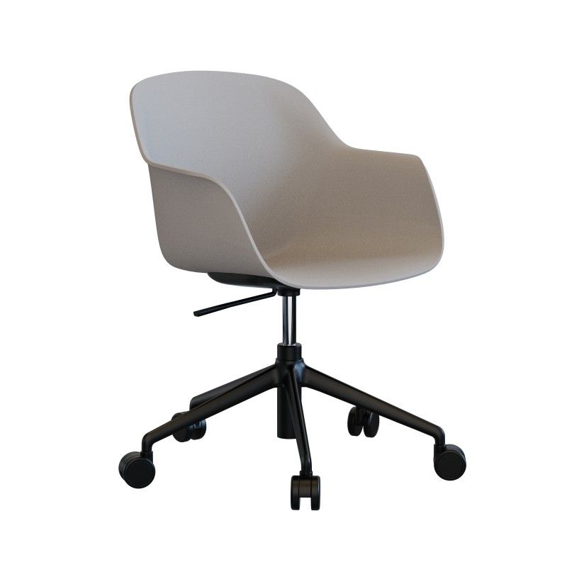 Tub‑5SM‑WHA‑NF Task Chair – PP Shell · No Cushion · Aluminum Five‑Star Base with Casters