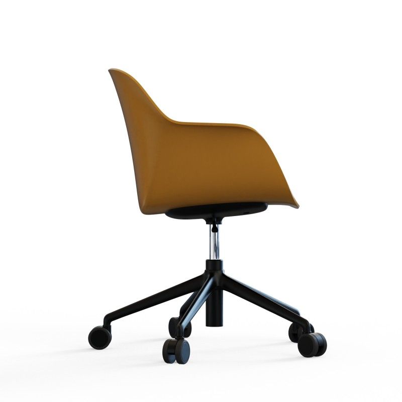 Tub‑5SM‑WHA‑NF Task Chair – PP Shell · No Cushion · Aluminum Five‑Star Base with Casters