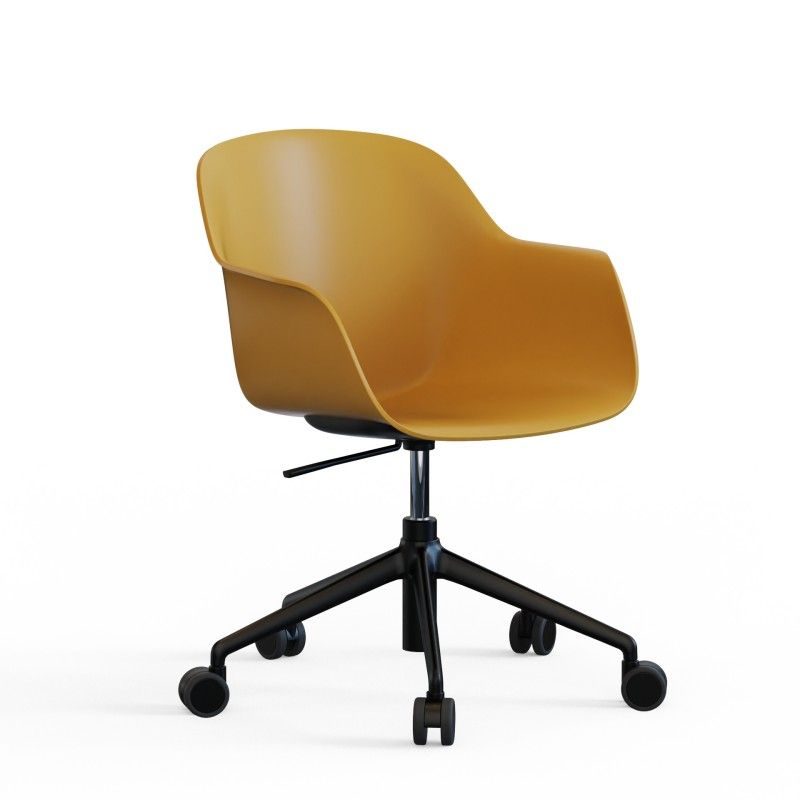 Tub‑5SM‑WHA‑NF Task Chair – PP Shell · No Cushion · Aluminum Five‑Star Base with Casters