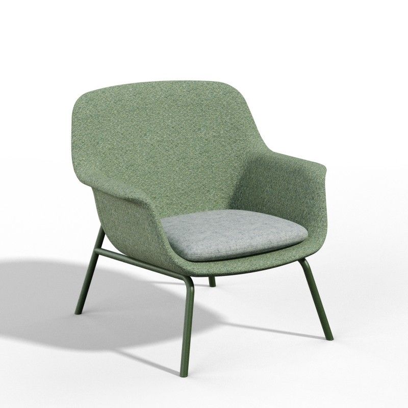 Pi‑L4LM Lounge Chair – Moulded Foam Interior · Fabric Upholstery · Metal Base