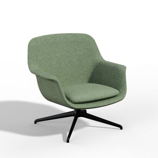 Pi‑L4SM Lounge Chair – Moulded Foam Interior · Fabric Upholstery · Aluminum Swivel Base