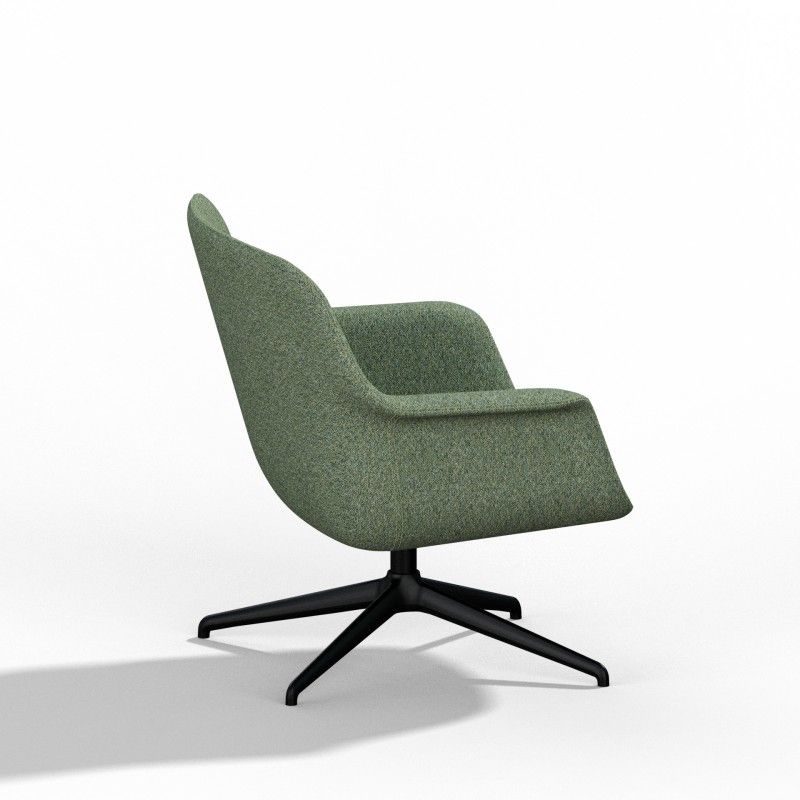 Pi‑L4SM Lounge Chair – Moulded Foam Interior · Fabric Upholstery · Aluminum Swivel Base