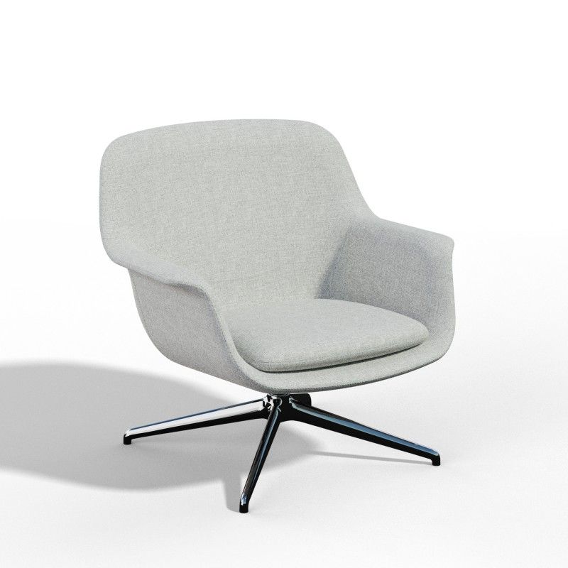 Pi‑L4SM Lounge Chair – Moulded Foam Interior · Fabric Upholstery · Aluminum Swivel Base