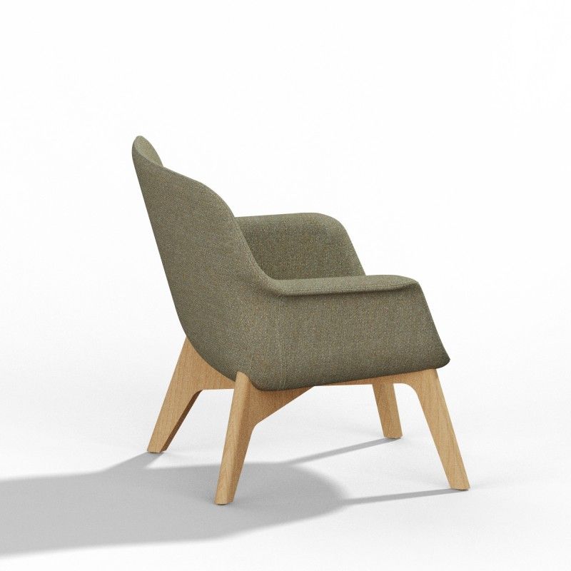 Pi‑L4LW Lounge Chair – Moulded Foam Interior · Fabric Upholstery · Solid Wood Legs