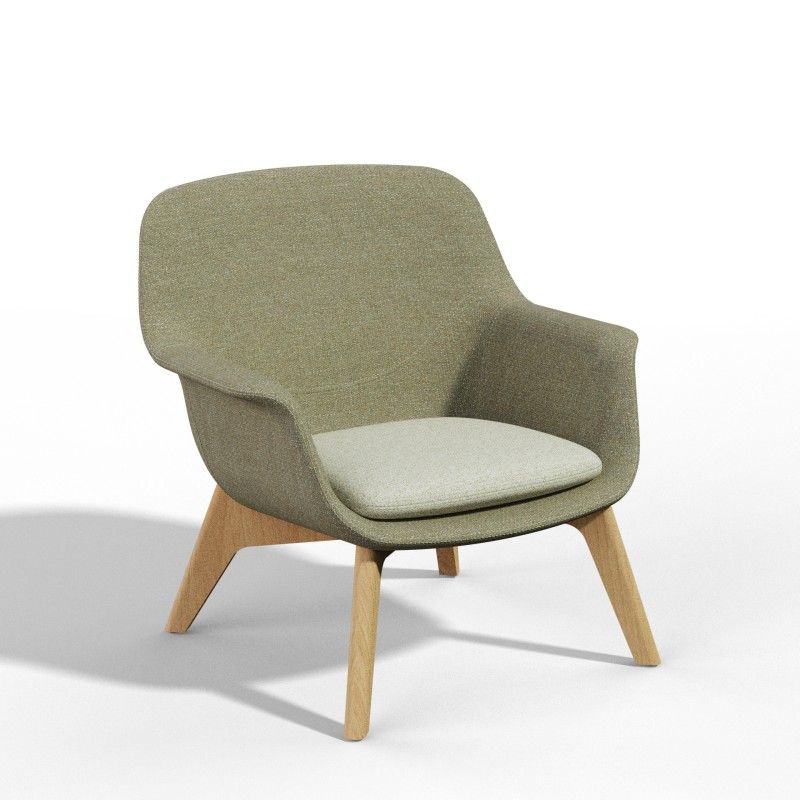Pi‑L4LW Lounge Chair – Moulded Foam Interior · Fabric Upholstery · Solid Wood Legs