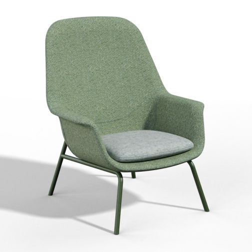 Pi‑H4LM High‑Back Lounge Chair – Moulded Foam Interior · Fabric Upholstery · Metal Base